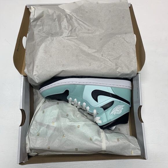 Nike Air Jordan 1 Mid Aqua Black Womens Size 7.5 Shoes Teal Tint NEW W Box - Picture 10 of 11